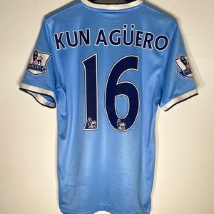 Nike Man City #16 Kun Agüero 13/14 Home Jersey (S)